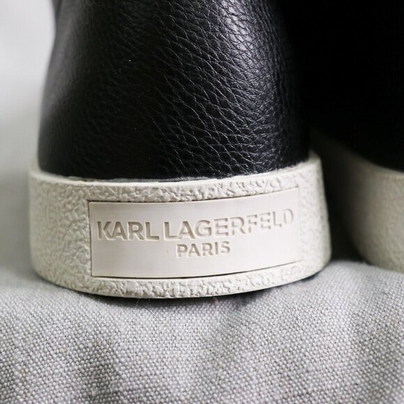 Karl Lagerfeld Hi Top Leather Sneakers Mens 10 Zip Up Black FLASH SALE - Picture 3 of 16